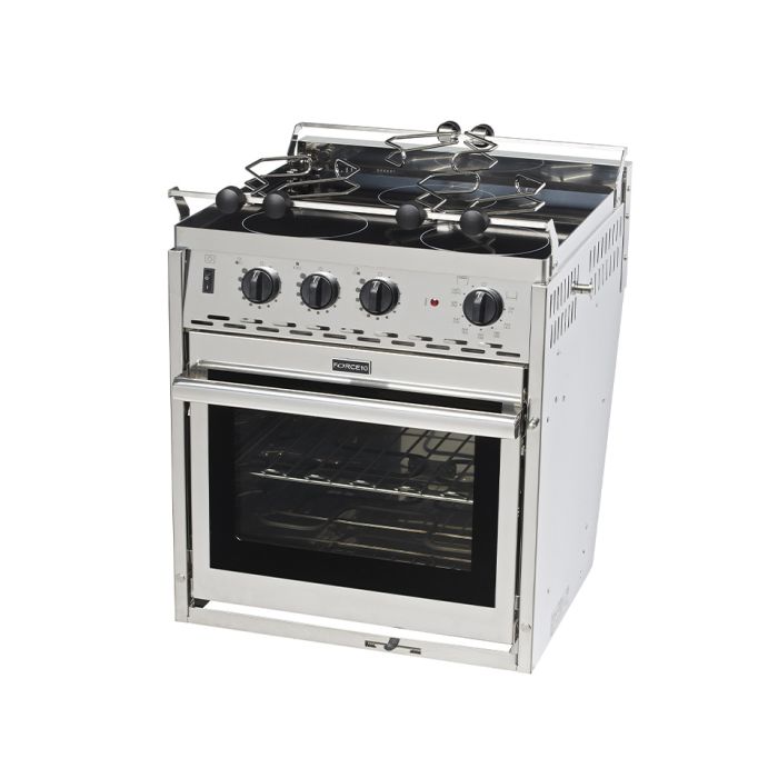 FORCE10 3 burner 120V gimbaled Euro std Force 10 3 Burner Ceramic Glass top w Oven and Broiler Gimbaled 120 V Euro Std